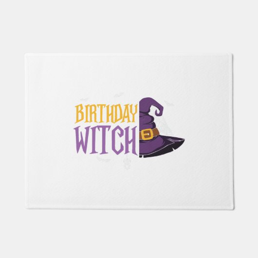 ハロウィーンの誕生日の魔女ハット面白いハロウィーン ドアマット (正面)