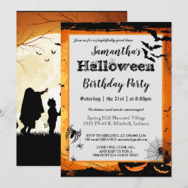 ハロウィーンの誕生日パーティーの招待トリックまたはトリート 招待状