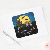 ハロウィーンの誕生日パーティーワーウルフブルー スクエアシール (封筒)