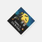 ハロウィーンの誕生日パーティーワーウルフブルー スタンダードカクテルナプキン (角)