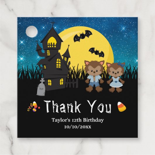 ハロウィーンの誕生日パーティーワーウルフブルー フェイバータグ (正面)