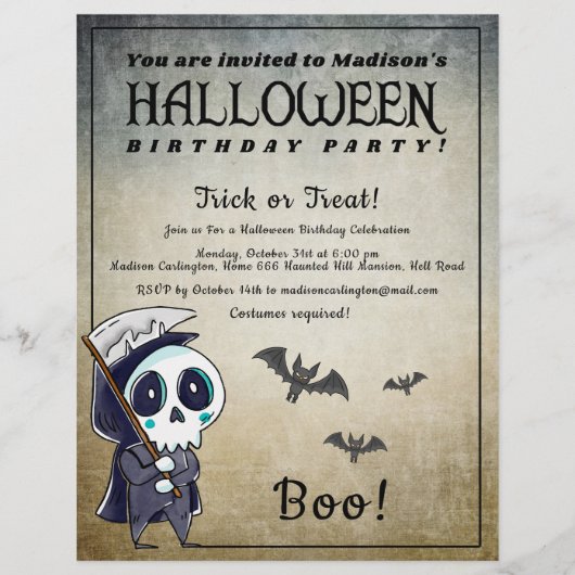 ハロウィーンの誕生日パーティー死神 チラシ (正面)