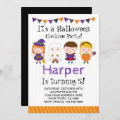 ハロウィーンの誕生日招待状、衣装パーティー 招待状 (正面/裏面)