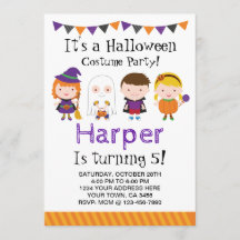 ハロウィーンの誕生日招待状、衣装パーティー