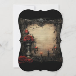 ハロウィーンの赤いバラにロウソク