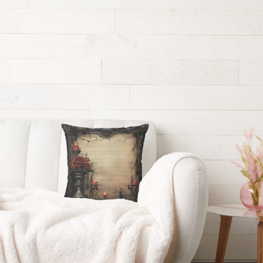 ハロウィーンの赤いバラにロウソク クッション (ソファ)