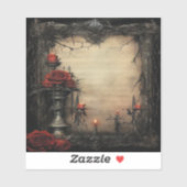 ハロウィーンの赤いバラにロウソク シール (シート)