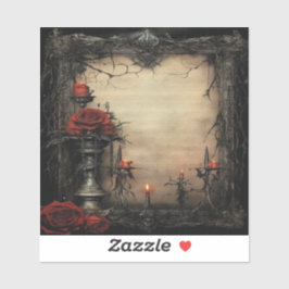 ハロウィーンの赤いバラにロウソク シール