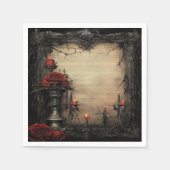 ハロウィーンの赤いバラにロウソク スタンダードカクテルナプキン (正面)