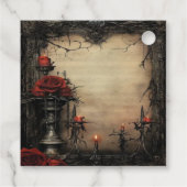 ハロウィーンの赤いバラにロウソク フェイバータグ (裏面)