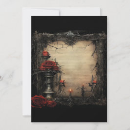 ハロウィーンの赤いバラにロウソク 招待状