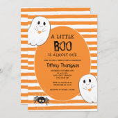 ハロウィーンの赤ちゃんシャワーに少しブー 招待状 (正面/裏面)