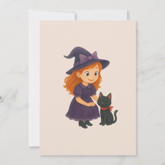 ハロウィーンの赤ちゃんシャワーに行く途中のかわいい天使 招待状 (裏面)