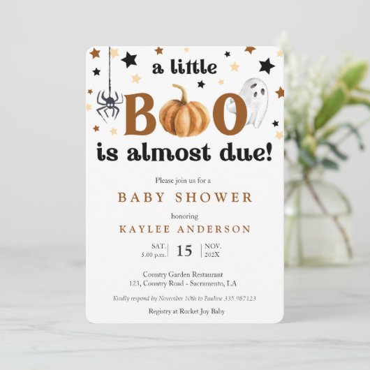 ハロウィーンの赤ちゃんシャワーの招待 招待状 (スタンド正面)