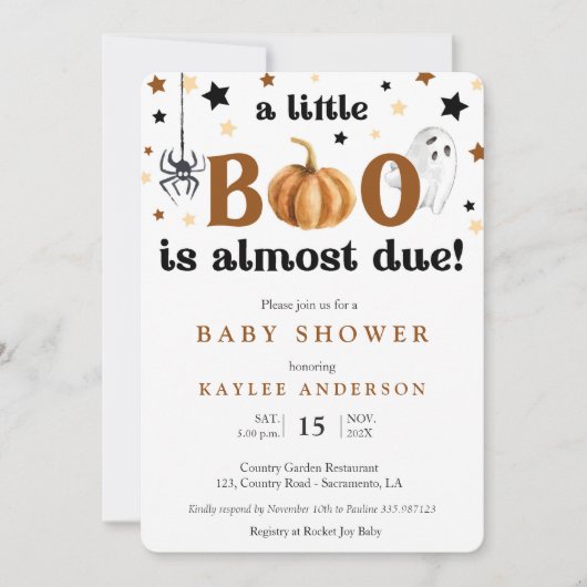 ハロウィーンの赤ちゃんシャワーの招待 招待状 (正面)