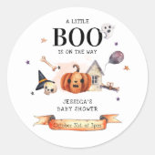 ハロウィーンの赤ちゃんシャワーの途中の小さなブー ラウンドシール (正面)