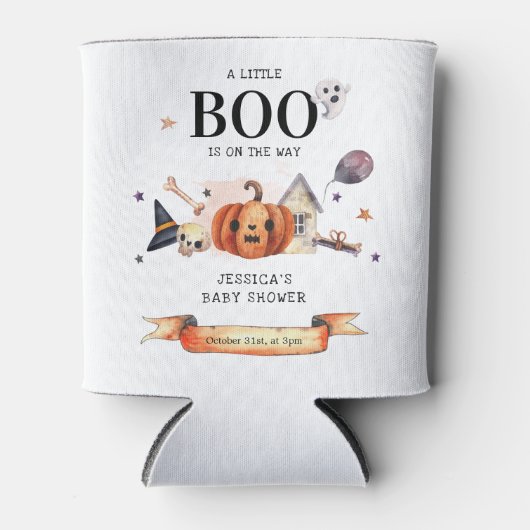 ハロウィーンの赤ちゃんシャワーの途中の小さなブー 缶クーラー (正面)