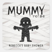 ハロウィーンの赤ちゃんシャワーをするママ スクエアシール (正面)