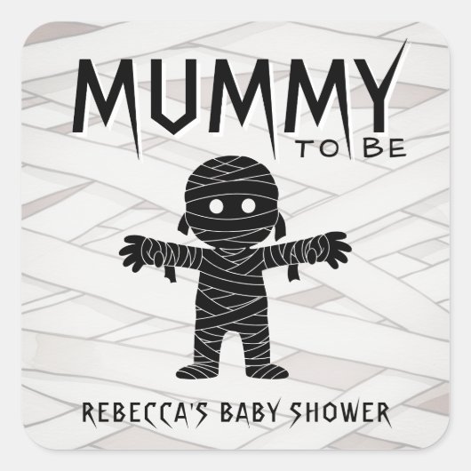 ハロウィーンの赤ちゃんシャワーをするママ スクエアシール (正面)