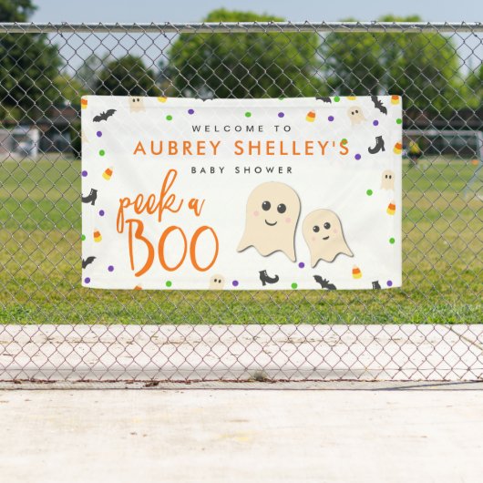 ハロウィーンの赤ちゃんシャワーをトリックまたは治療する 横断幕 (インサイチュ)