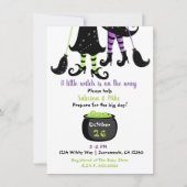 ハロウィーンの赤ちゃんシャワーを途中にある小さな魔女 招待状 (正面)