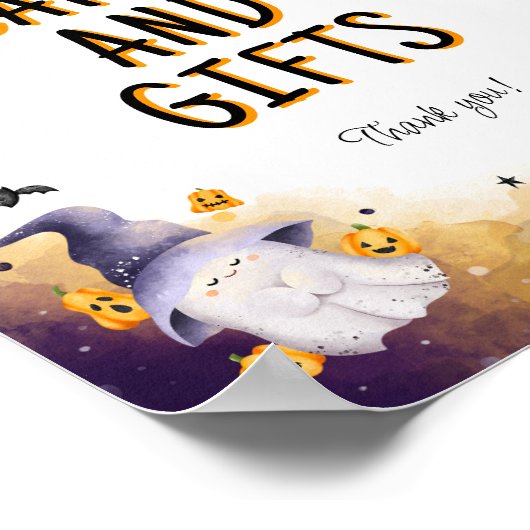 ハロウィーンの赤ちゃんシャワーカードとギフトサイン ポスター (角)