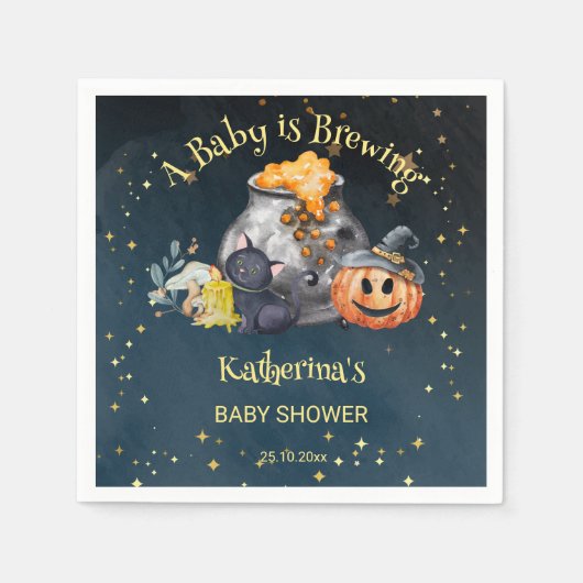 ハロウィーンの赤ちゃんシャワーベビーが醸造している スタンダードカクテルナプキン (正面)