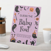 ハロウィーンの赤ちゃんシャワーベビー食のゲームを推測 台座サイン (インサイチュ)