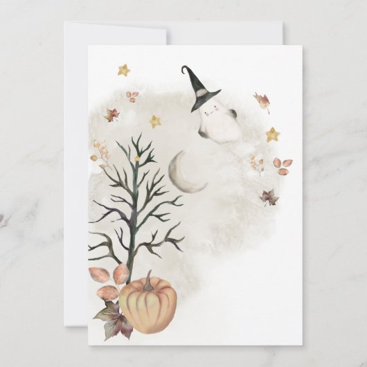 ハロウィーンの赤ちゃんシャワー少しブーはほとんど期限 招待状 (裏面)