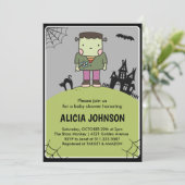 ハロウィーンの赤ちゃんシャワー招待10月モンスター 招待状 (スタンド正面)