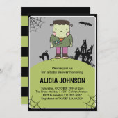 ハロウィーンの赤ちゃんシャワー招待10月モンスター 招待状 (正面/裏面)