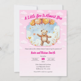 ハロウィーンの赤ちゃんシャワー – クマ、カボチャ、雲 招待状