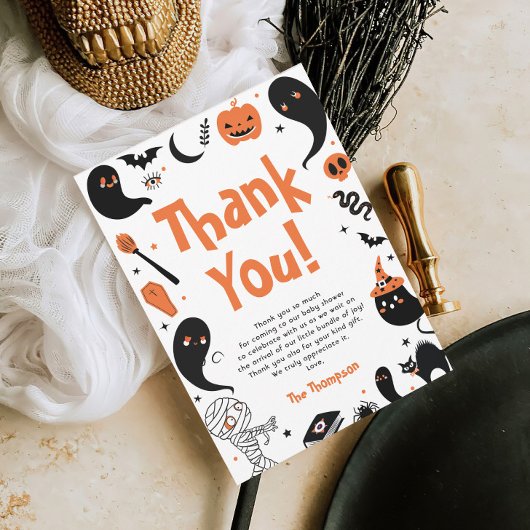 ハロウィーンの赤ちゃんシャワー サンキューカード