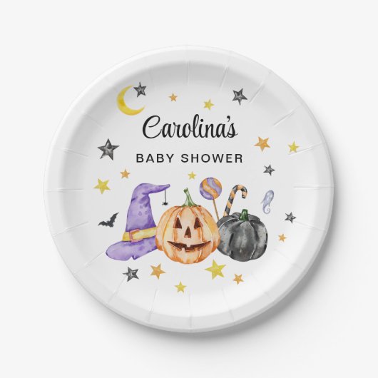 ハロウィーンの赤ちゃんシャワー ペーパープレート (正面)