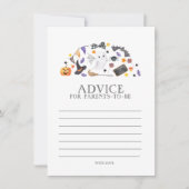 ハロウィーンの赤ちゃんシャワー、親のためのアドバイス ノートカード (正面)