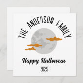 ハロウィーンの輝く満月パーソナライズドネーム シーズンカード (正面/裏面)