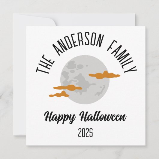 ハロウィーンの輝く満月パーソナライズドネーム シーズンカード (正面)
