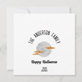 ハロウィーンの輝く満月パーソナライズドネーム シーズンカード (裏面)