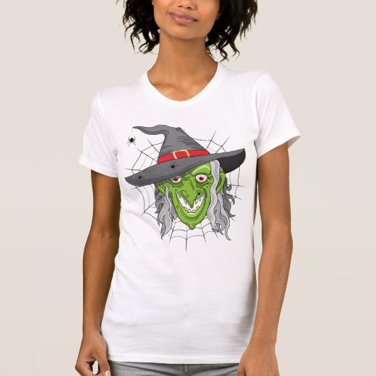 ハロウィーンの邪悪な緑の魔女 Tシャツ (正面)