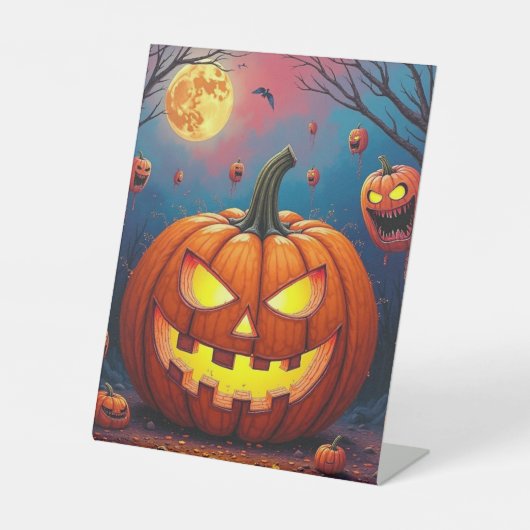 ハロウィーンの醜いカボチャ 台座サイン (正面)