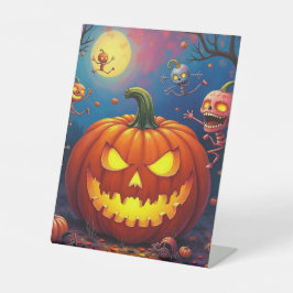 ハロウィーンの醜いカボチャ 台座サイン
