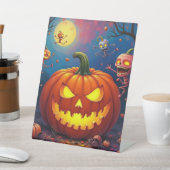 ハロウィーンの醜いカボチャ 台座サイン (インサイチュ)