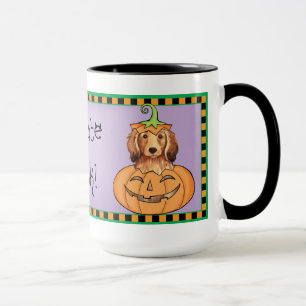 ハロウィーンの長髪ダックスフント マグカップ