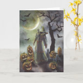 ハロウィーンの霧の散歩。 カード (黄色い花)