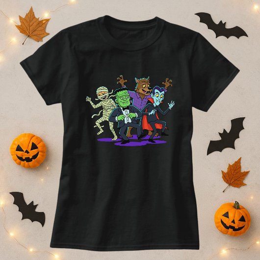 ハロウィーンの面白いミスマッチモンスター Tシャツ