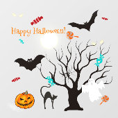 ハロウィーンの面白い生き物やお菓子 ウィンドウサイン (シート)