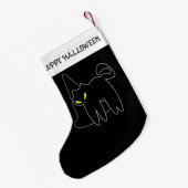 ハロウィーンの靴下 | 黒猫と帽子 スモールクリスマスストッキング (裏面 (吊り時))