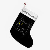 ハロウィーンの靴下 | 黒猫と帽子 スモールクリスマスストッキング (正面 (吊り時))