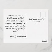 ハロウィーンの願い魔女の水色レトロな濃さ 箔シーズンポストカード (裏面)