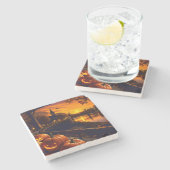 ハロウィーンの風景2 ストーンコースター (横)